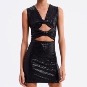 Zara Black Sequin Cutout Mini Dress